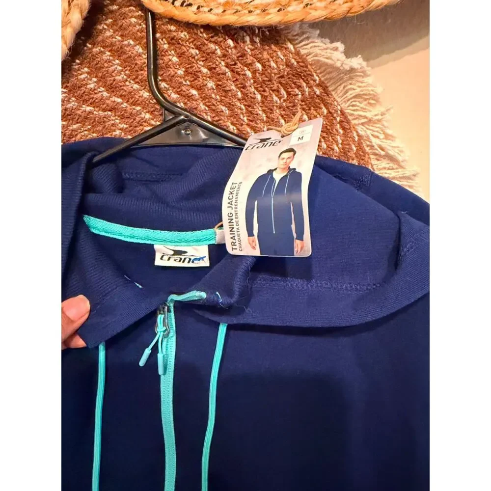 Crane Men’s Navy Blue Full-Zip Training Hoodie Size Medium New With Tags